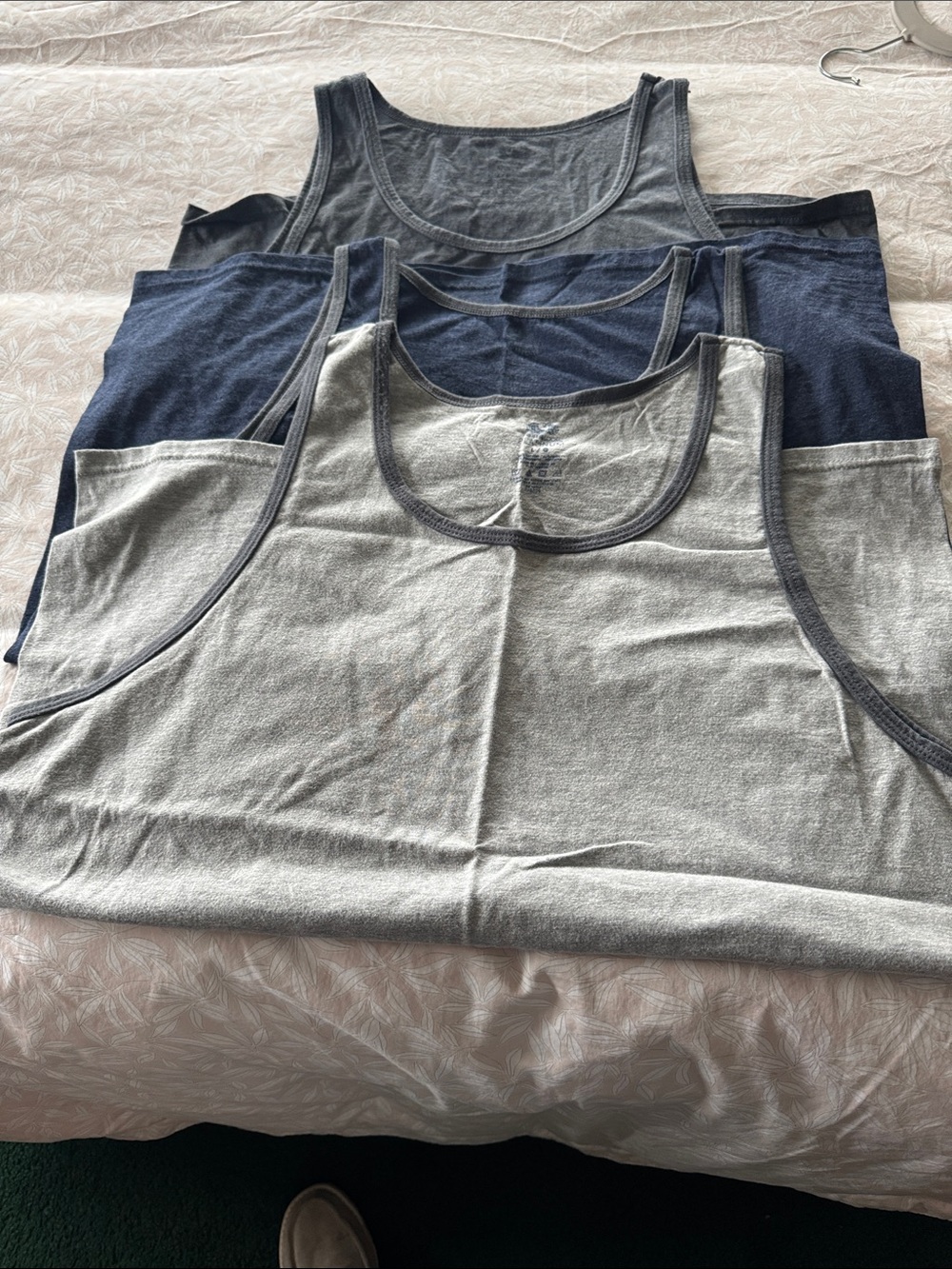Fruit of the Loom Men's Gray Tank Top with Dark Trim set of Three